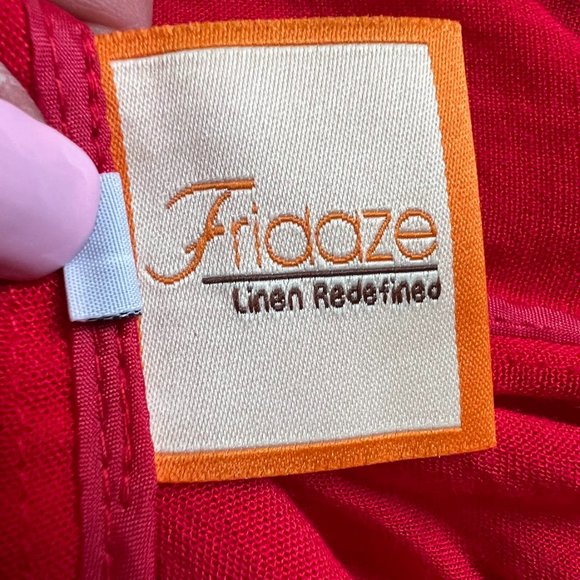 Fridaze Red Linen Button Front Pocketed Tunic Blouse L - Picture 5 of 13